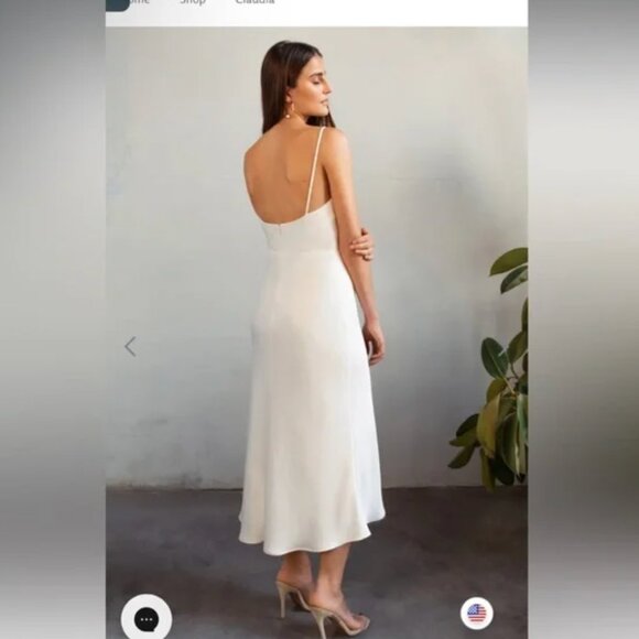 NWT Jenny Yoo Claudia Silky Slip Ivory Dress Bridal Party Bachelorette Size 12 - Picture 5 of 9